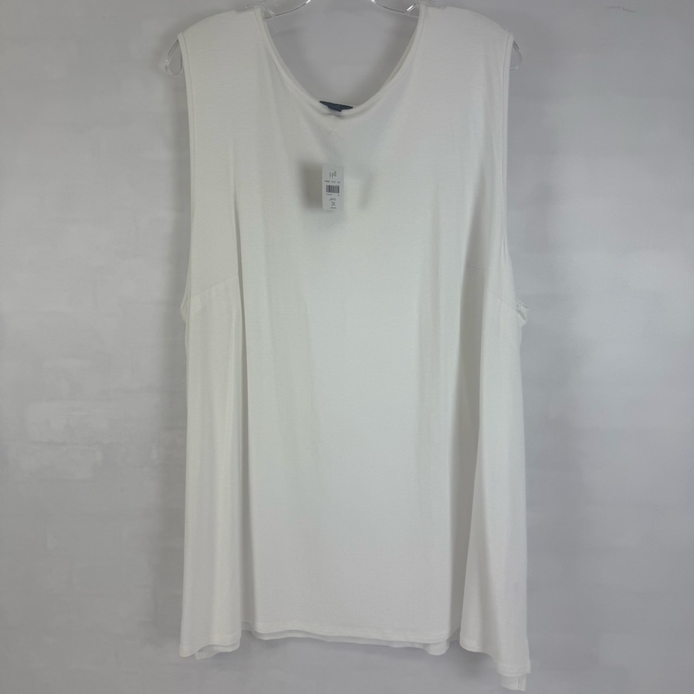 NEW J. Jill Scoop‎ Neck Sleeveless Blouse Women’s 3X White Spandex Stretch